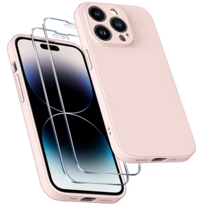 Ivoler iPhone 14 Pro läbipaistev löögikindel kaitseümbris – roosa