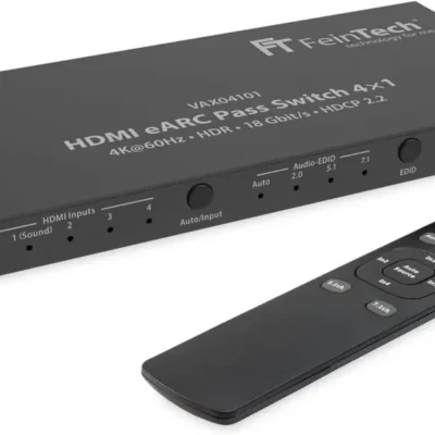 FeinTech HDMI eARC vahetaja 4×1- Must