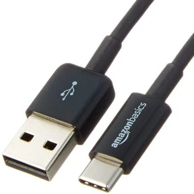 Amazon Basics USB-C kuni USB-A 2.0 Kiire Laadimisjuhe 0.9m- Must