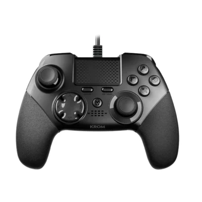 KROM KAISER kaabliga mängupult, loodud konkurentsiks, joystick ja analoogkäsipidurid, seadistatavad tagapoolsed kangid, ühilduv PC, PS3 ja PS4.