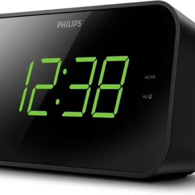 Digitaalne Äratuskell Philips raadioga, FM-raadio ja suur LED-ekraan – Must