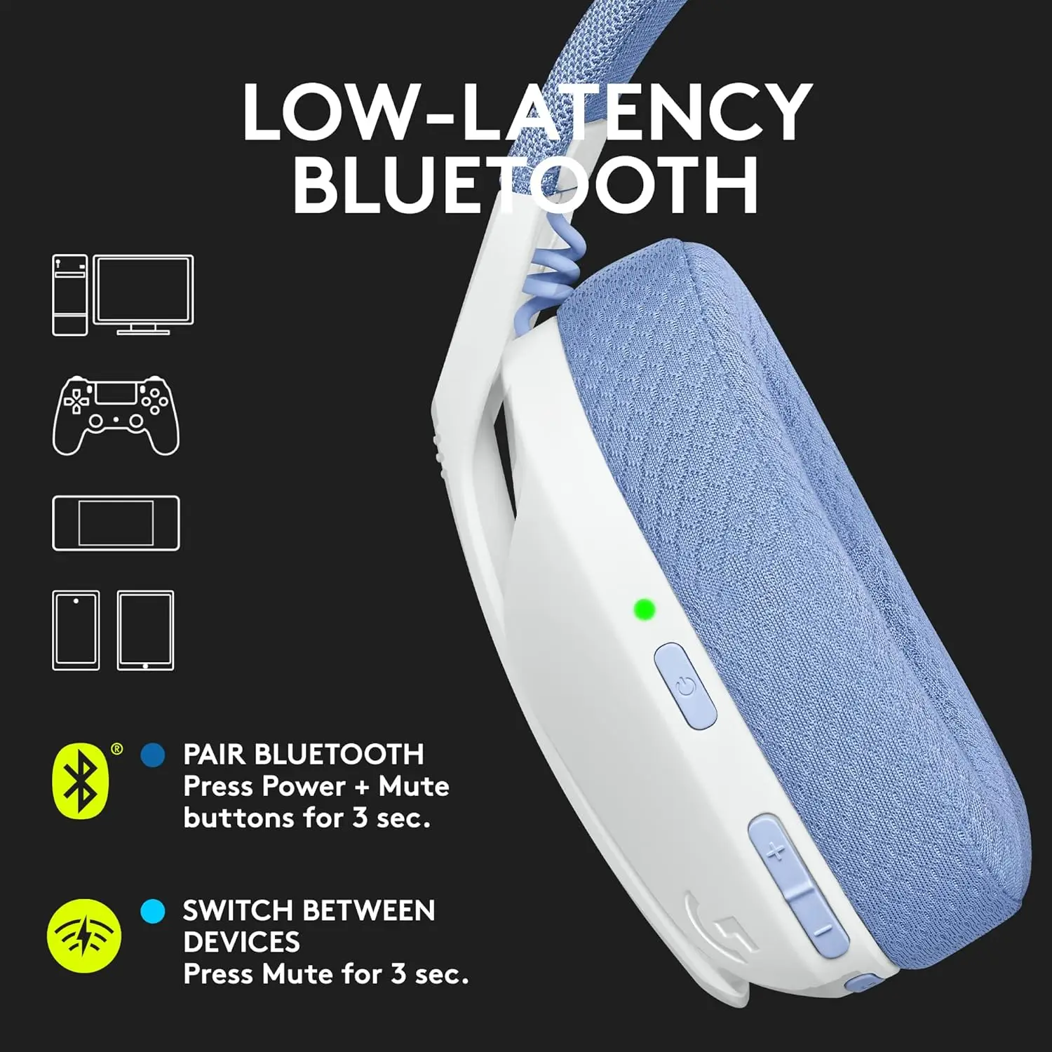 Logitech G435 Juhtmevabad Kõrvaklapid - Valge/Sinine - Image 2