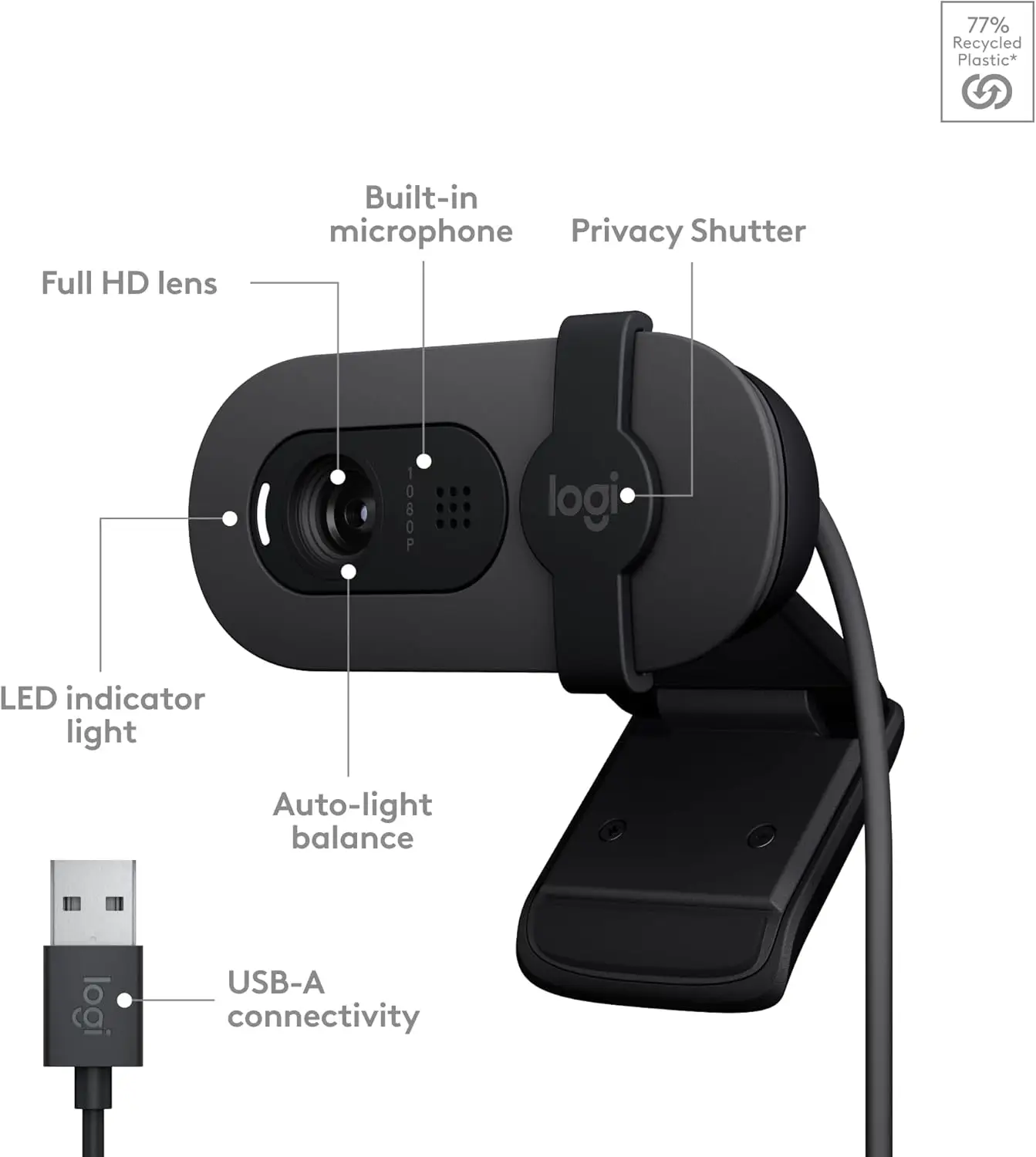 Logitech Brio 100 Webcam- Must - Image 2