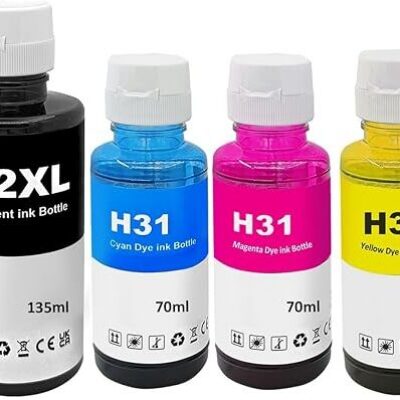 Shuolei 31/32XL Tindipudelite komplekt HP Printeritele (4-pakk)