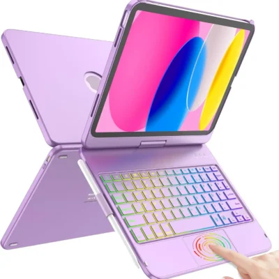 TQQ Klaviatuuri ja Ümbrise Komplekt (Ipad A16, Ipad 10 2022)- Helelilla