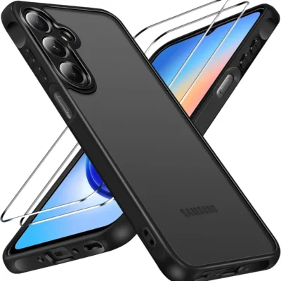 Ivoler Ümbris (Must)+ 2 Kaitseklaasi Samsung Galaxy A35 5G Telefonile