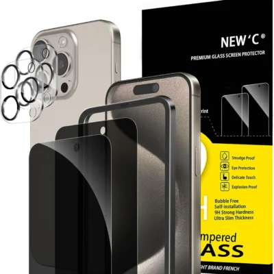 NEW’C 2+2 kaitseklaaside komplekt iPhone 15 Pro-le (6,1″)