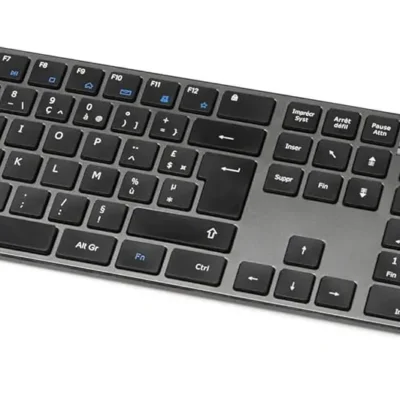 Amazon Basics Ultra-õhuke Juhtmevaba Klaviatuur (FRA-AZERTY) ja Hiir – Hall