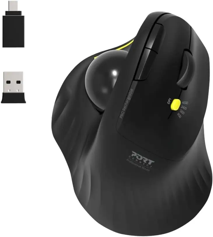 Port Connect Ergonomic Juhtmevaba Rullikhiir - Must
