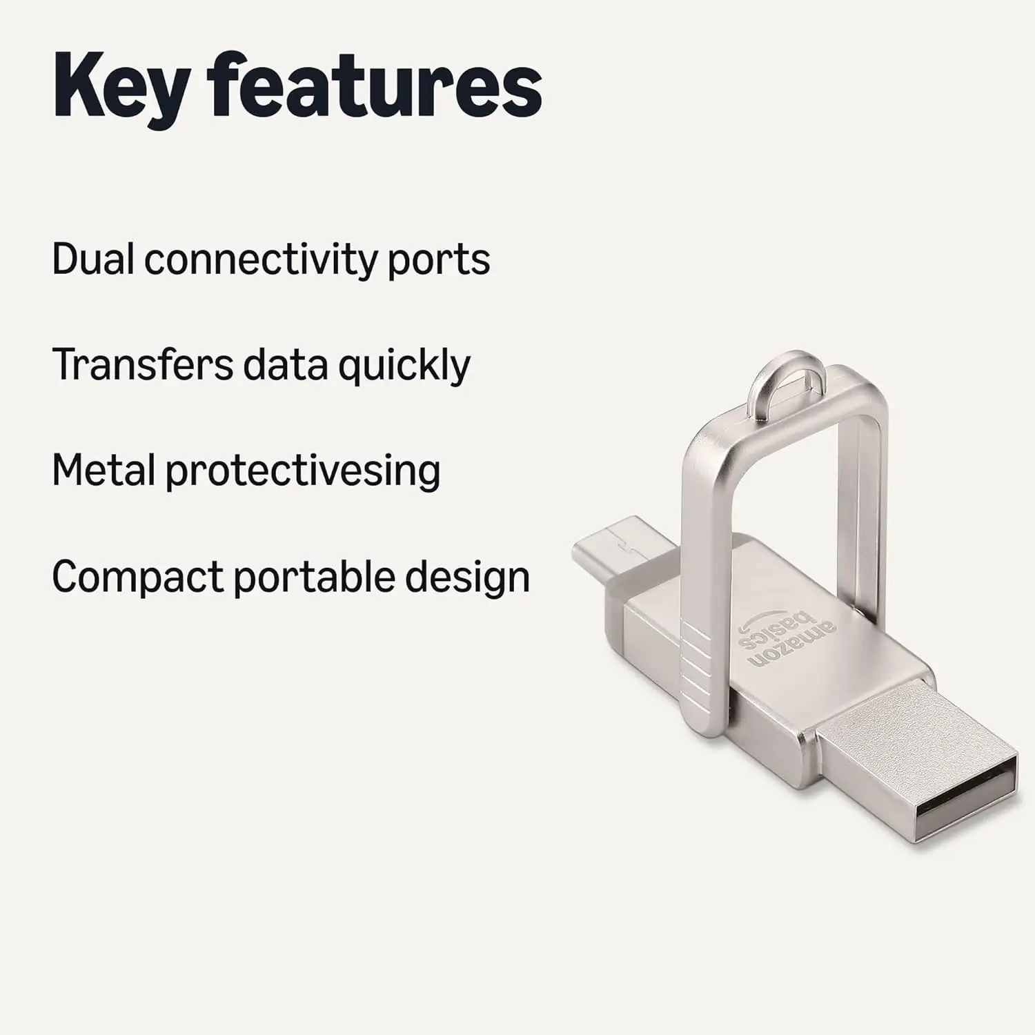 Amazon Basics 512 GB kaksikpordiga mälupulk – hõbedane - Image 3