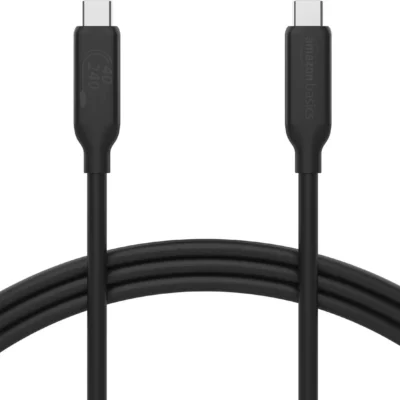 Amazon Basics USB-C -> USB-C 4 kiirlaadimiskaabel – must 1-m