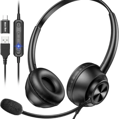 New Bee H368 USB-A ja USB-C Juhtmega Peakomplekt – Must