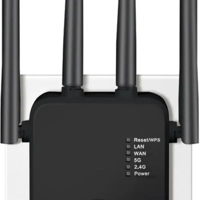 QWDQWD 2025 kahesageduslik Wi-Fi pikendaja (1200 Mbit/s)- Must