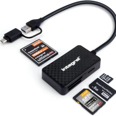 Integral neli-ühes (4-in-1) mälukaardilugeja – USB 3.0 ja USB-C