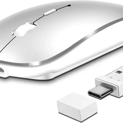 Qxvnm juhtmevaba hiir (Bluetooth 5.2/3.0) – Hõbedane/valge