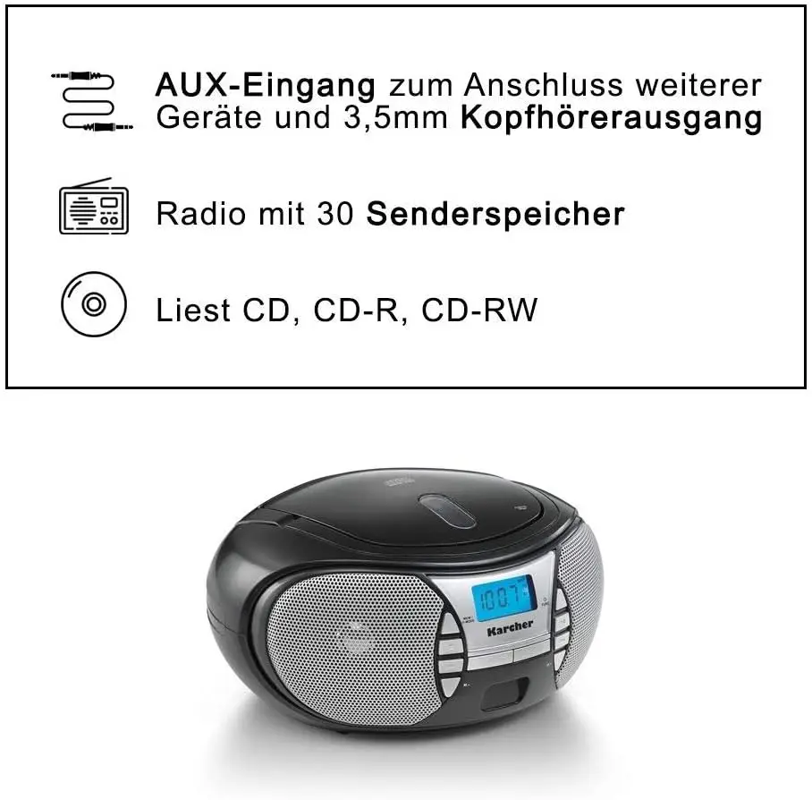 Karcher RR 5025-B kaasaskantav CD-raadio - Must - Pilt 4