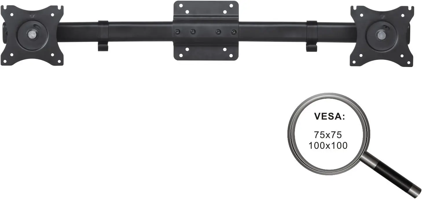 PureMounts PM-OFFICE-AD kahe monitori adapter (13–27 tolli, max 10 kg, VESA 100x100)- Must - Pilt 2