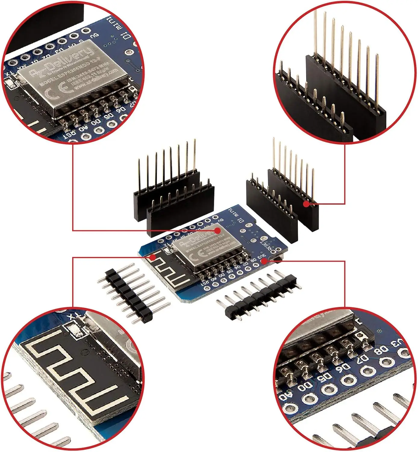 AZDelivery D1 Mini NodeMCU arendusplaat (5tk) - Pilt 2
