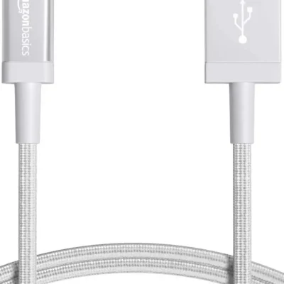 Amazon Basics USB-A->Lightning Tekstiilkaabel 1,8m- Valge