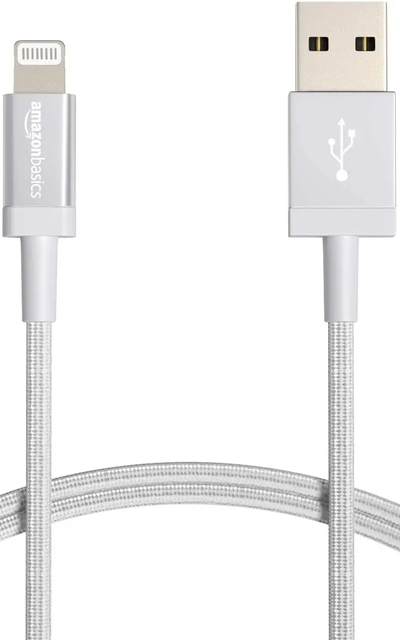 Amazon Basics USB-A->Lightning Tekstiilkaabel 1,8m- Valge