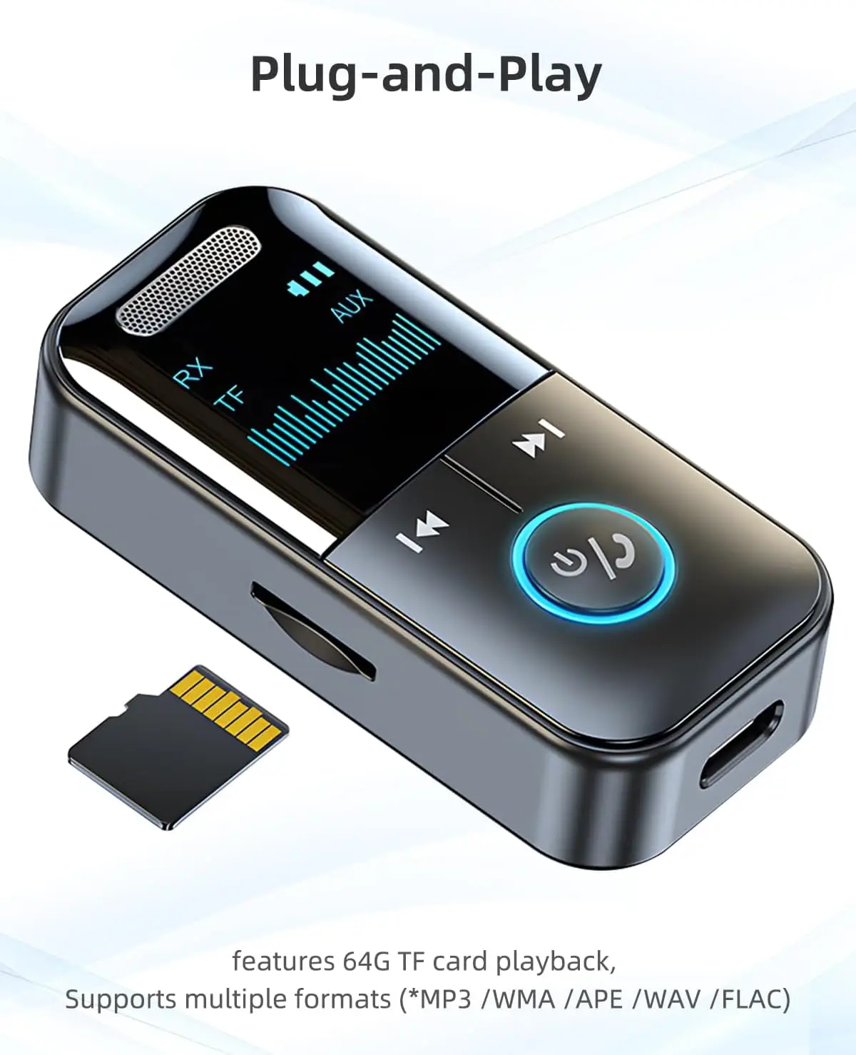 Carehabi Bluetooth 5.4 juhtmevaba transmitter/vastuvõtja- Must - Pilt 3