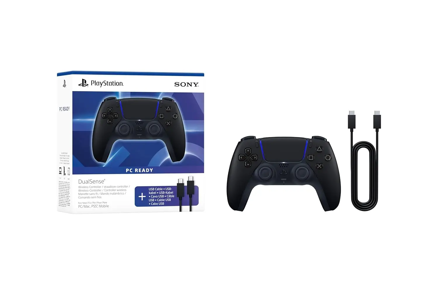 PlayStation 5 DualSense Pult - Must + USB-C kaabel - Pilt 2