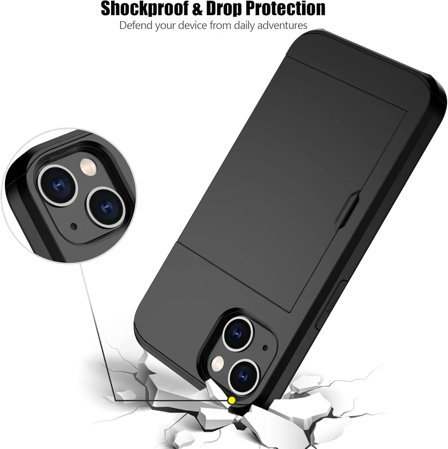SZSSZSM kaarditaskuga ümbris iPhone 15 nutitelefonile - Must - Pilt 3