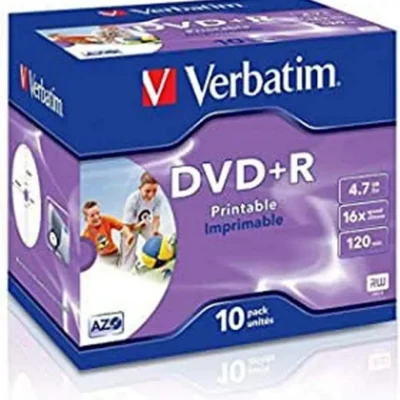 Verbatim DVD+R toorikud (10 tk pakis, 4,7 GB, 16x kirjutamiskiirus, prinditava pinnaga)