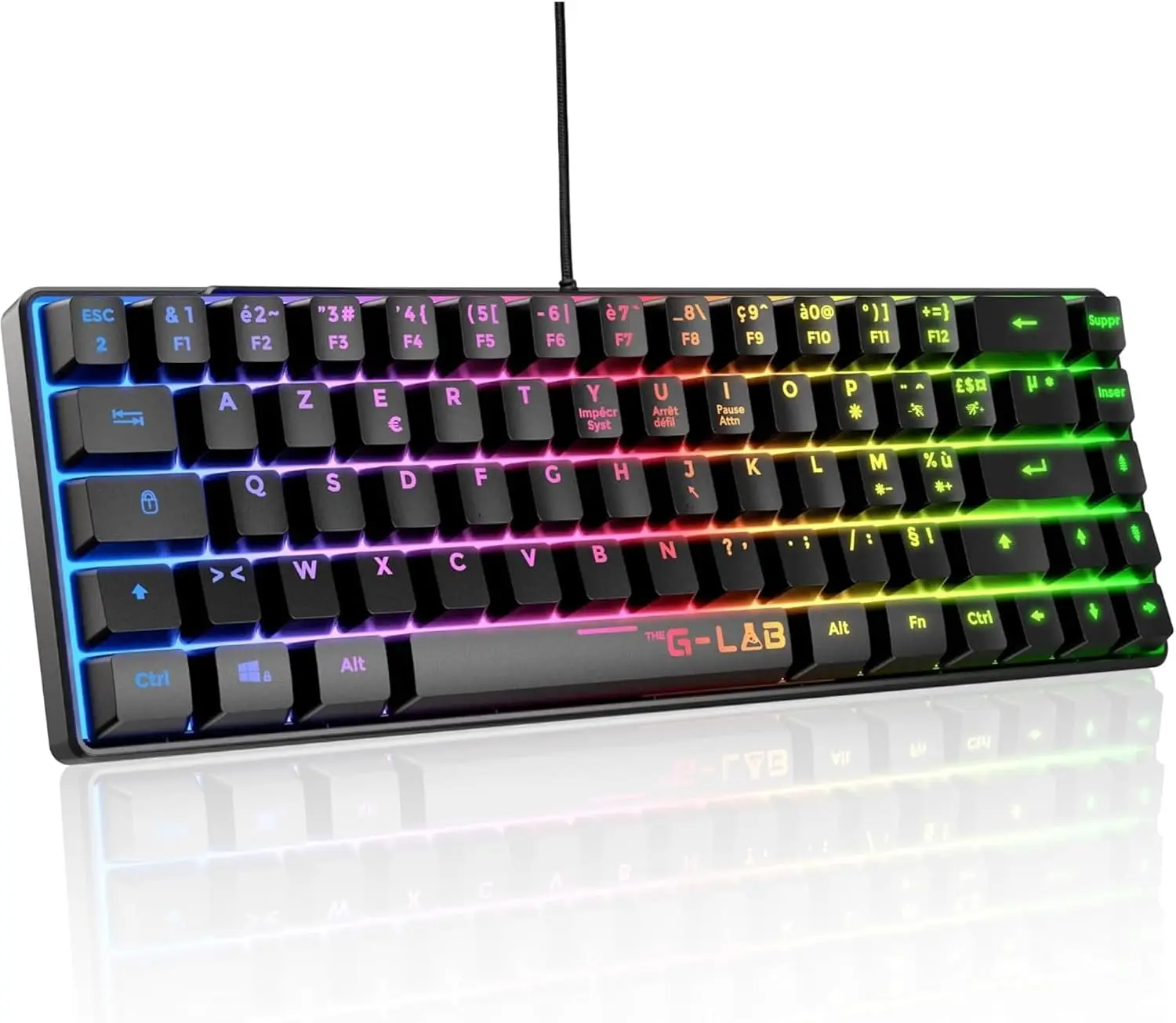 The G-Lab Keyz Hydrogen poolmehaaniline juhtmega RGB mänguriklaviatuur 60%- Must