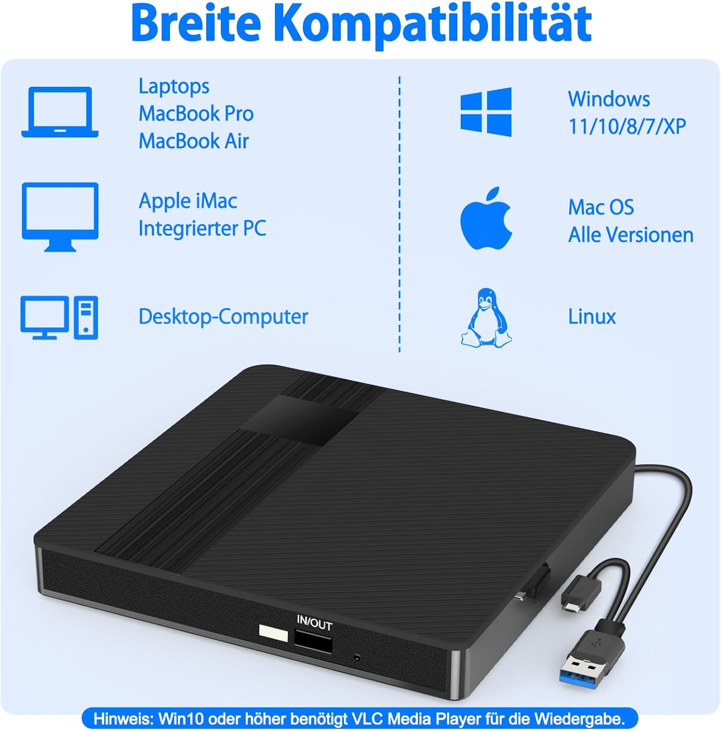 Bnehhov Väline CD/DVD mängija- Must - Pilt 2