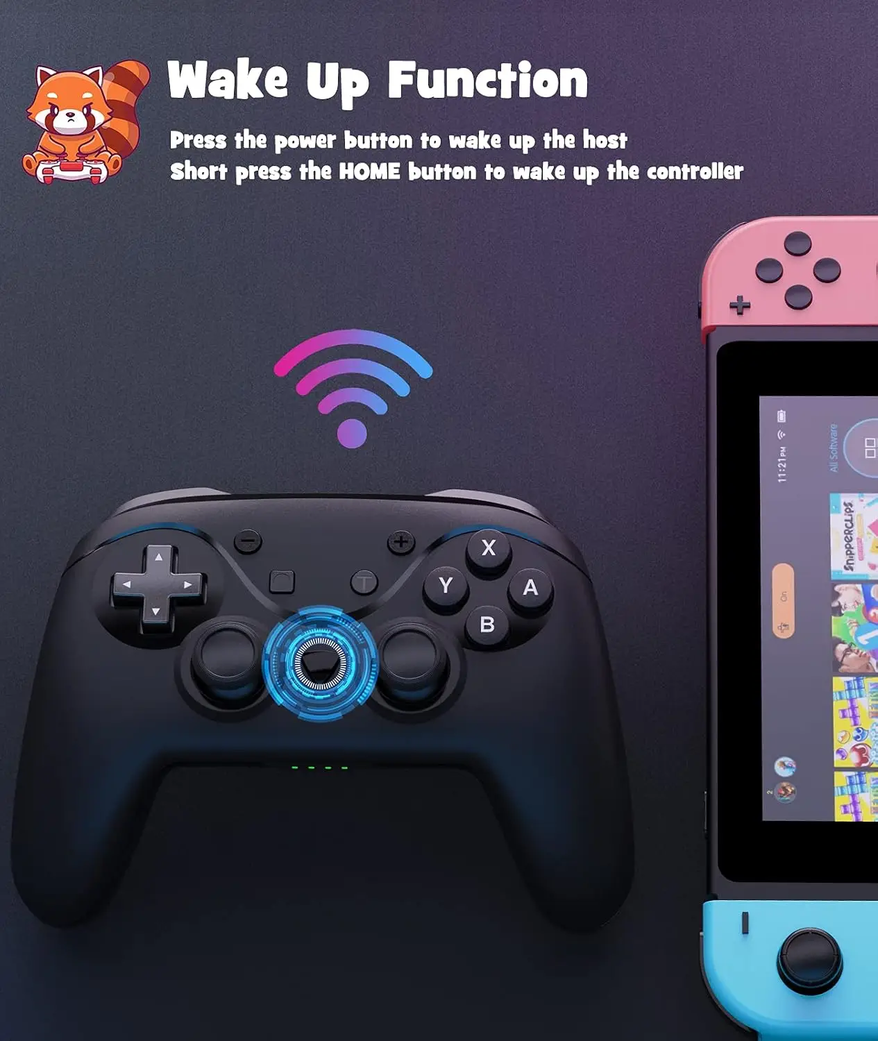YCCTEAM juhtmevaba mängupult Nintendo Switch- Must - Pilt 2