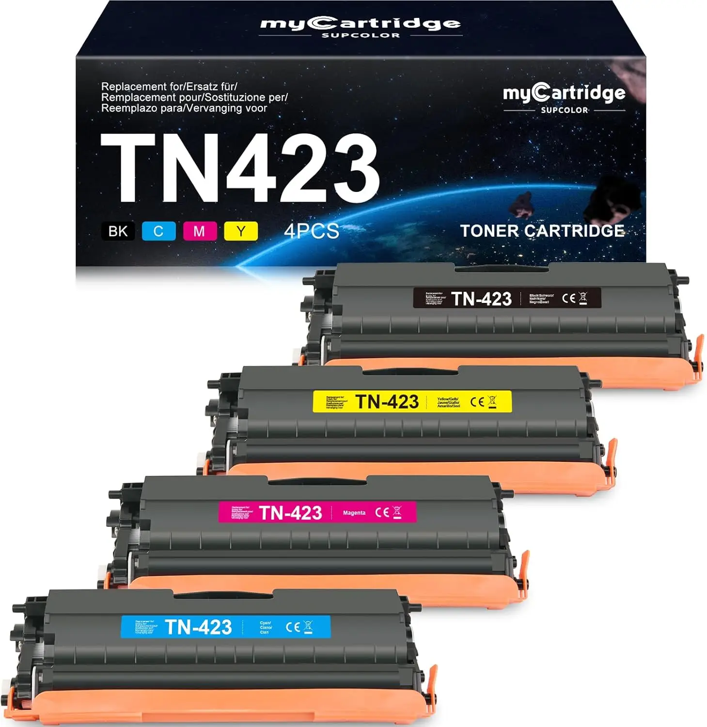 myCartridge SUPCOLOR TN423 toonerkassettide komplekt (4tk) Brother'i printeritele