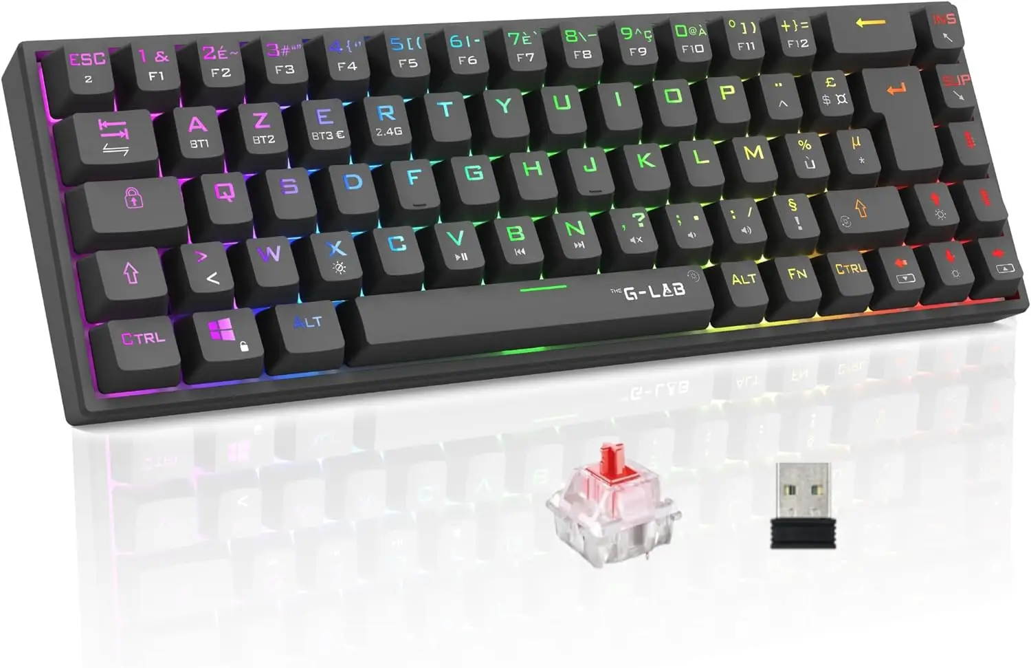 The G-Lab Keyz Titanium WL Juhtmevaba Klaviatuur (FR-QWERTY) - Must