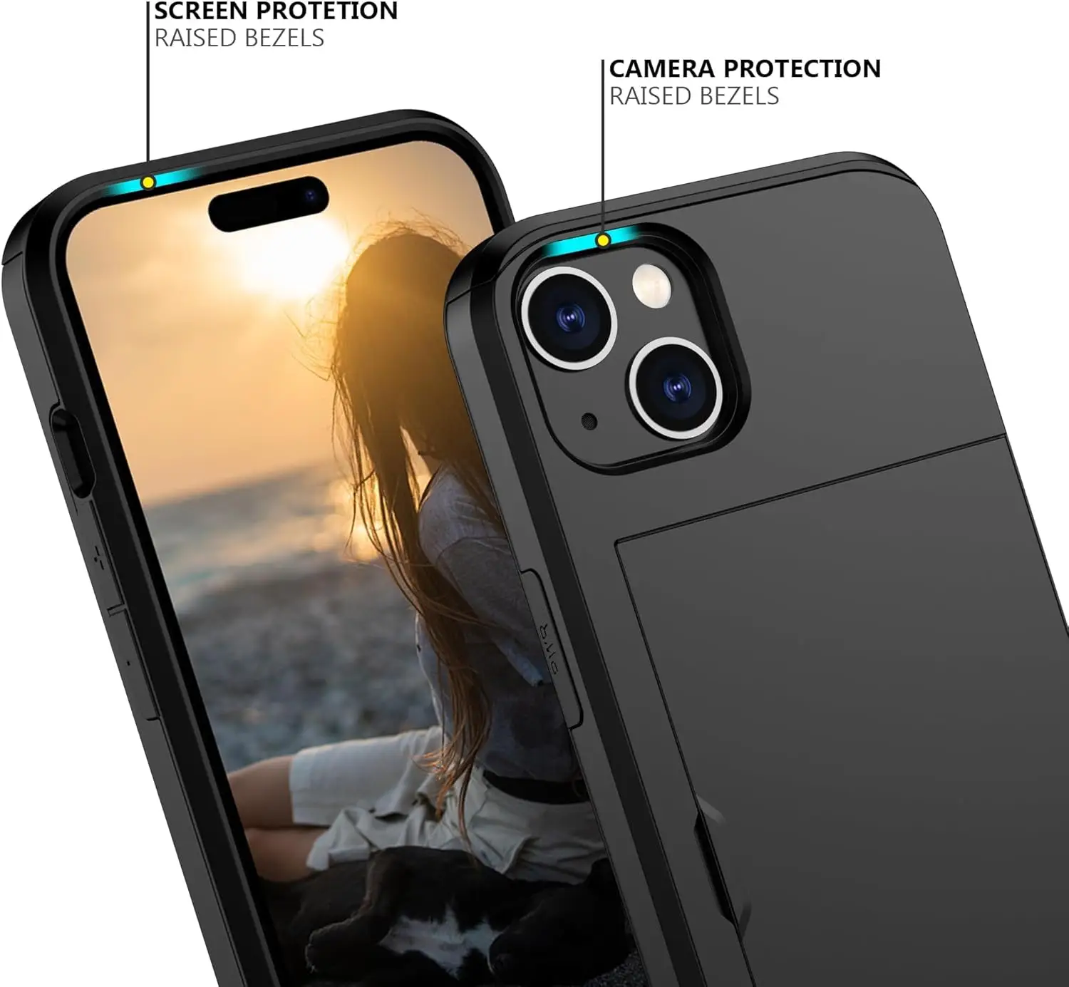 SZSSZSM kaarditaskuga ümbris iPhone 15 nutitelefonile - Must - Pilt 4