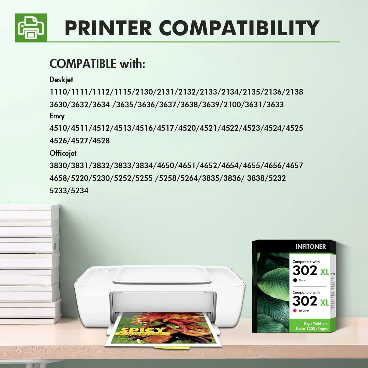 INFITONER 302XL printeri tindikassetid, 2tk (must/värviline) - Pilt 2