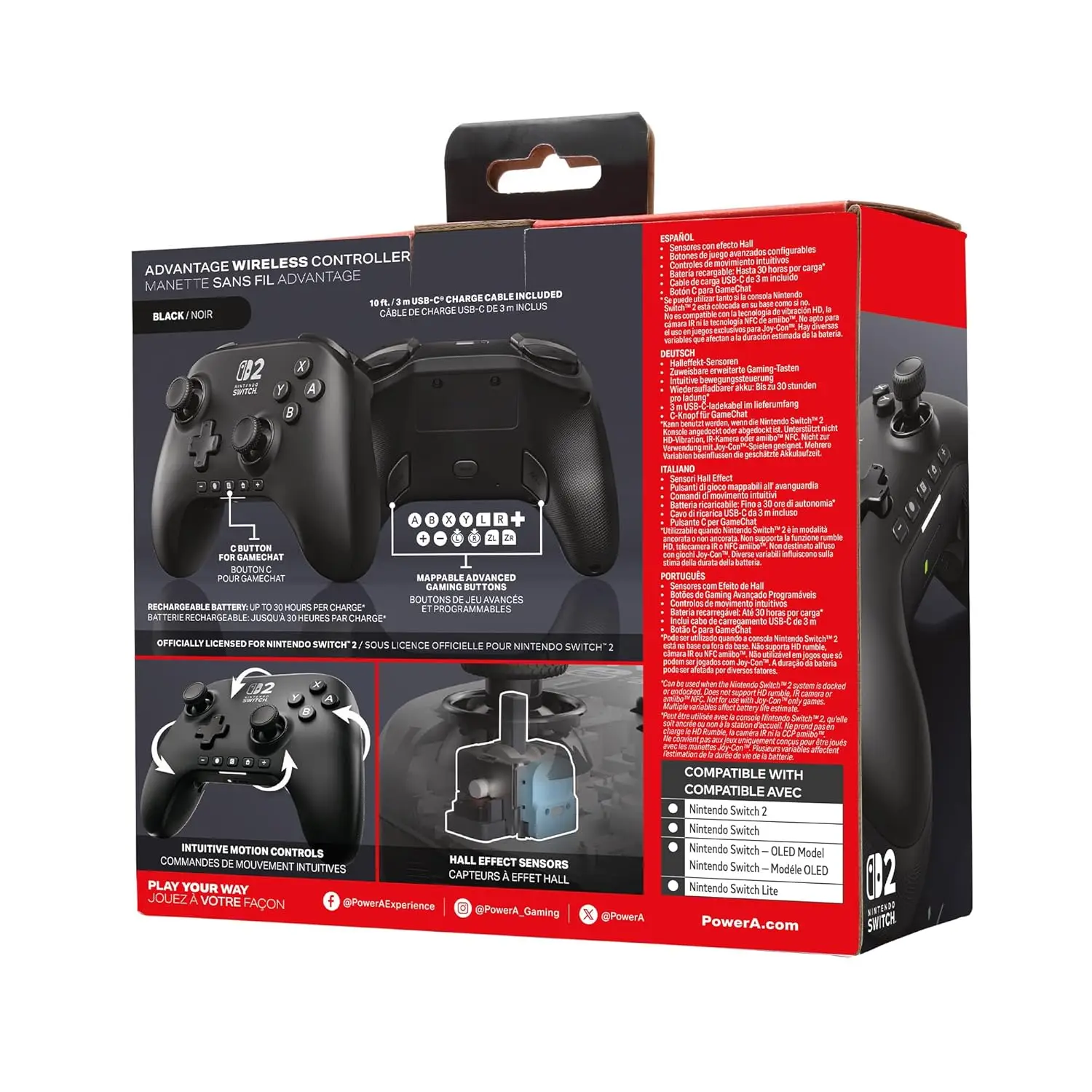 PowerA juhtmevaba Advantage Controller Nintendo Switch 2 konsoolile- Must - Pilt 4