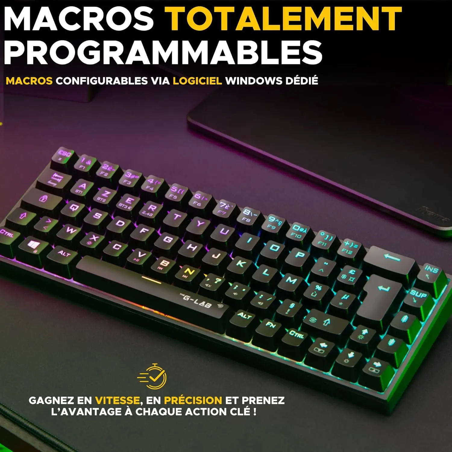 The G-Lab Keyz Titanium WL Juhtmevaba Klaviatuur (FR-QWERTY) - Must - Pilt 5