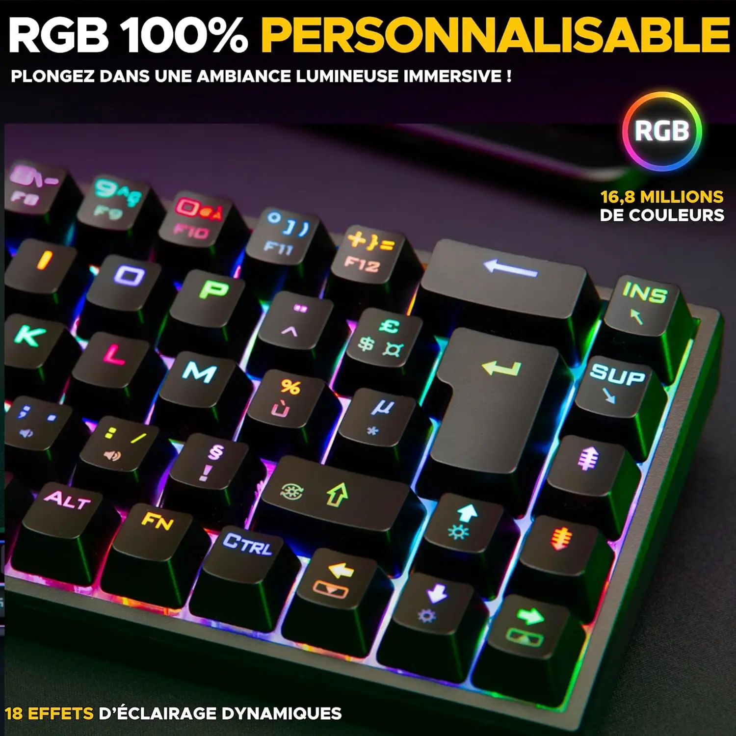 The G-Lab Keyz Titanium WL Juhtmevaba Klaviatuur (FR-QWERTY) - Must - Pilt 4