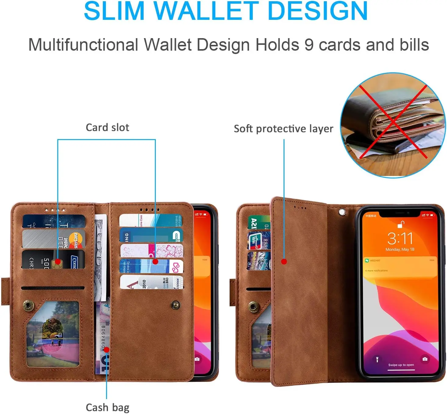 EYZUTAK rahakott-ümbris Samsung Galaxy A56 5G nutitelefonile - Pruun - Pilt 2