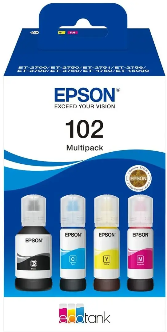 Epson EcoTank 102 originaaltindipudelite komplekt- Must, Tsüaan, Kollane, Magenta