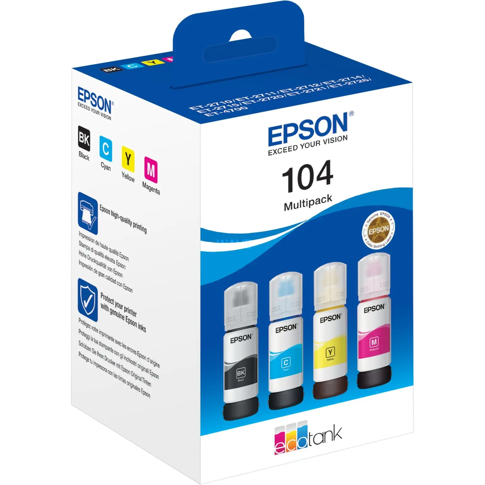 Epson EcoTank 104 originaaltindipudelite komplekt- Must, Tsüaan, Kollane, Magenta - Pilt 2