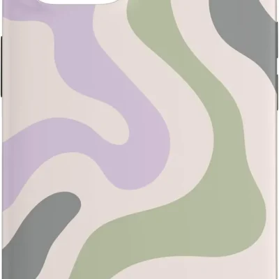 Mündiroheline ja lilla abstrakse retro-keerdmustriga (Liquid Swirl) kaitseümbris iPhone 14