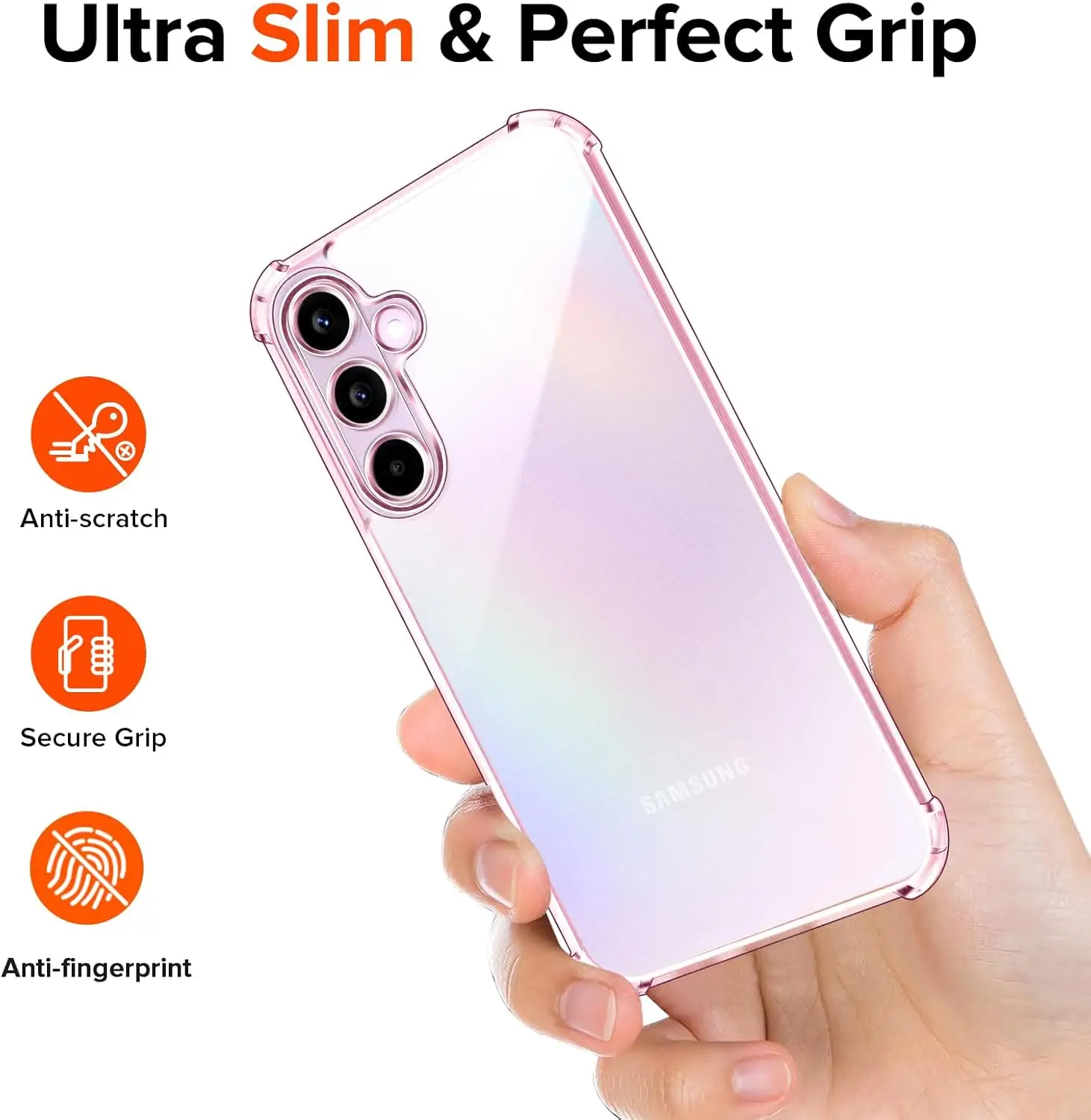Ivoler Samsung Galaxy A55 5G Kaitseümbris+Kaitseklaas- Läbipaistev/Roosa - Pilt 3