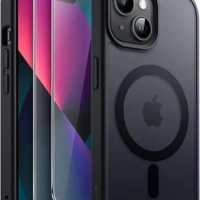 JETech ümbris+ kaitseklaas (2tk) iPhone 13 – must