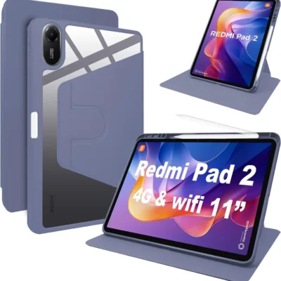 Lemxiee 360° pöörlev kaitseümbris Xiaomi Redmi Pad 2 11″ tahvelarvutile – Lilla