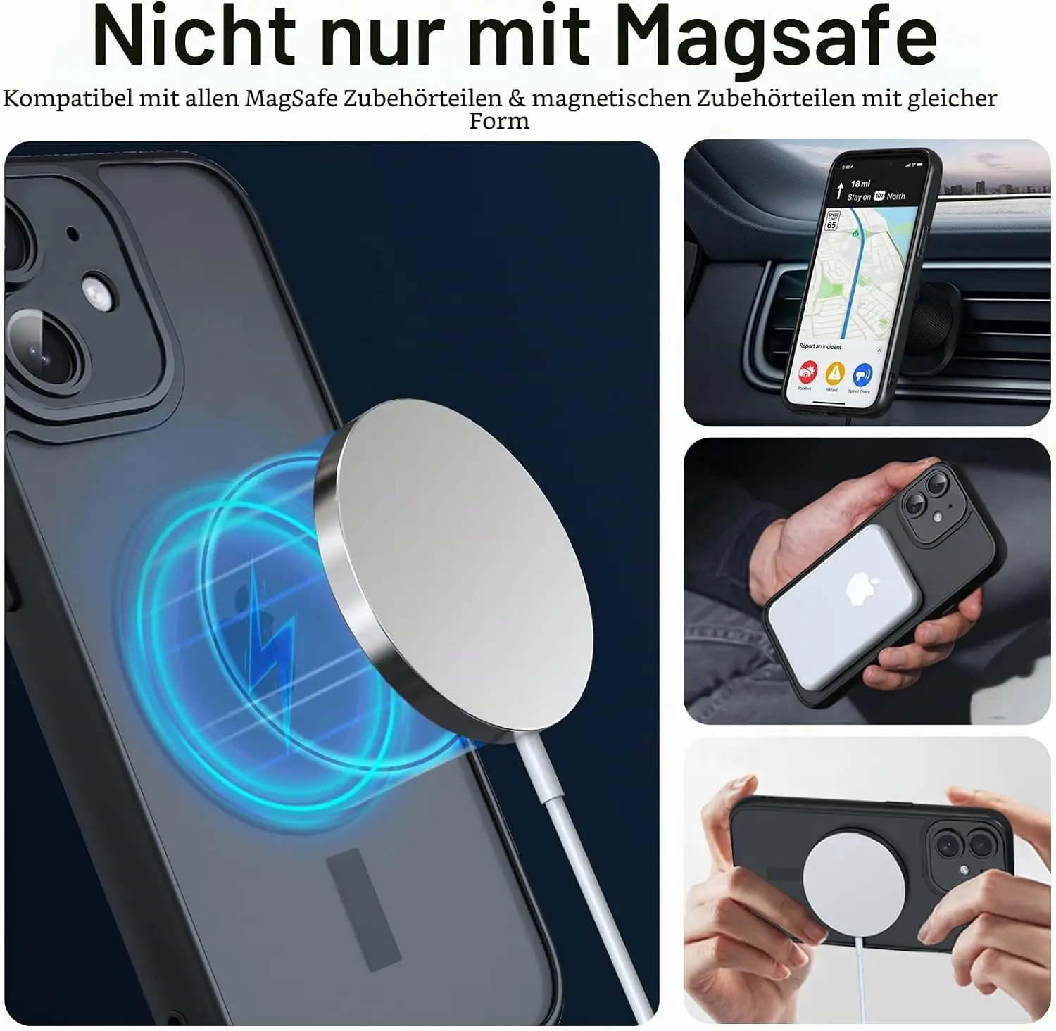 Nupcknn MagSafe ühilduvusega magnetiga kaitseümbris iPhone 12 Mini - Must - Pilt 2
