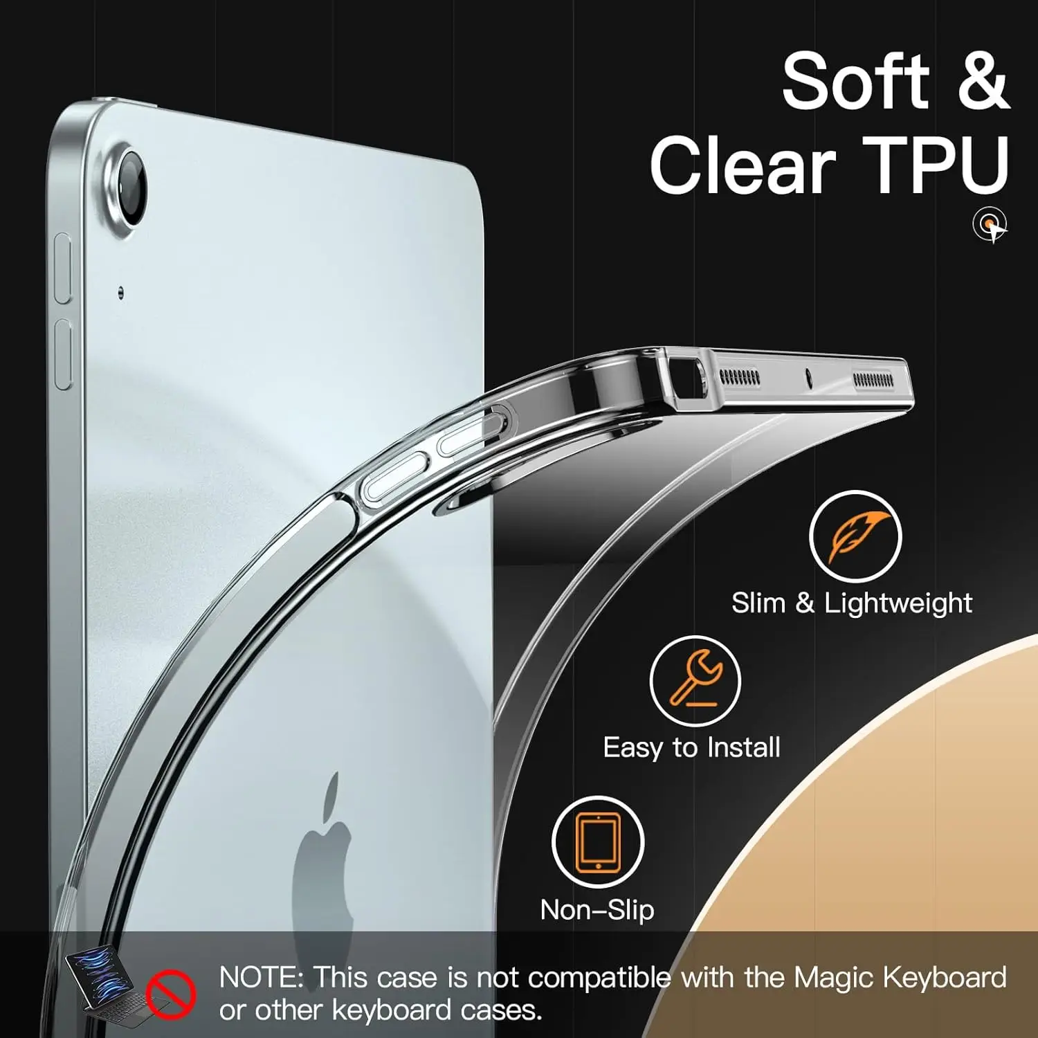 JETech läbipaistev TPU kaitseümbris iPad Air 11" (M3/M2 2025/2024) / iPad Air 5/4 (2022/2020) - Pilt 3