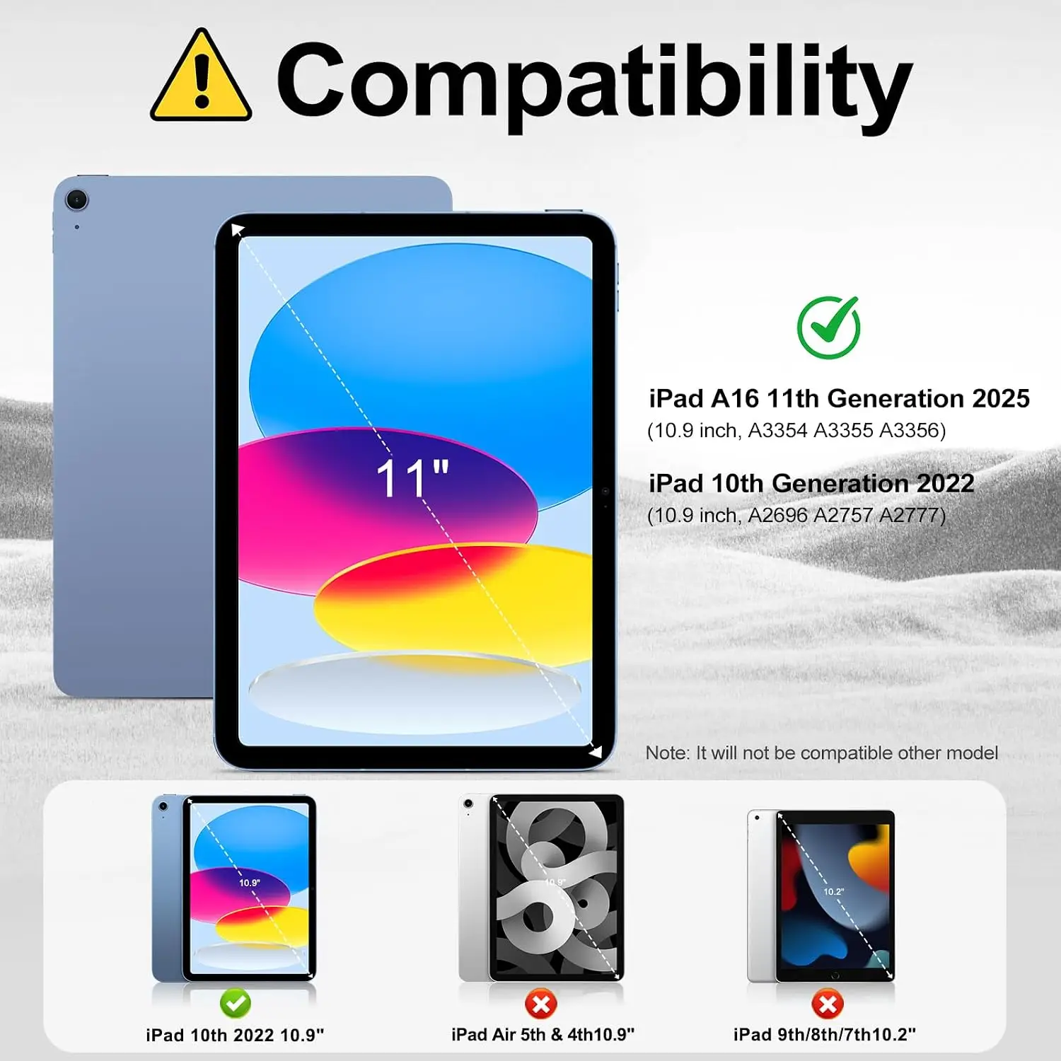 Lsmmpoba õhuke kaitseümbris iPad 11. ja 10. Gen (2025/2022) - Helehall - Pilt 2