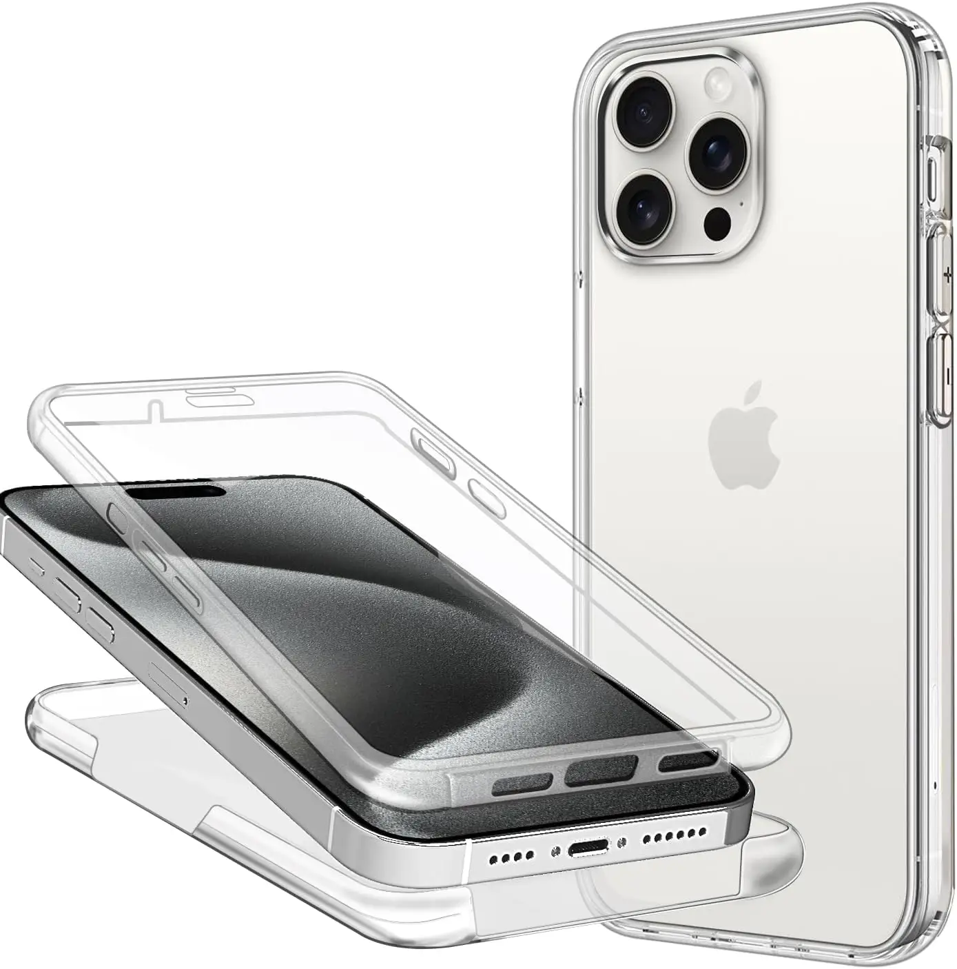 ZYIMOU 360° läbipaistev silikoonist kaitseümbris iPhone 15 Pro Max