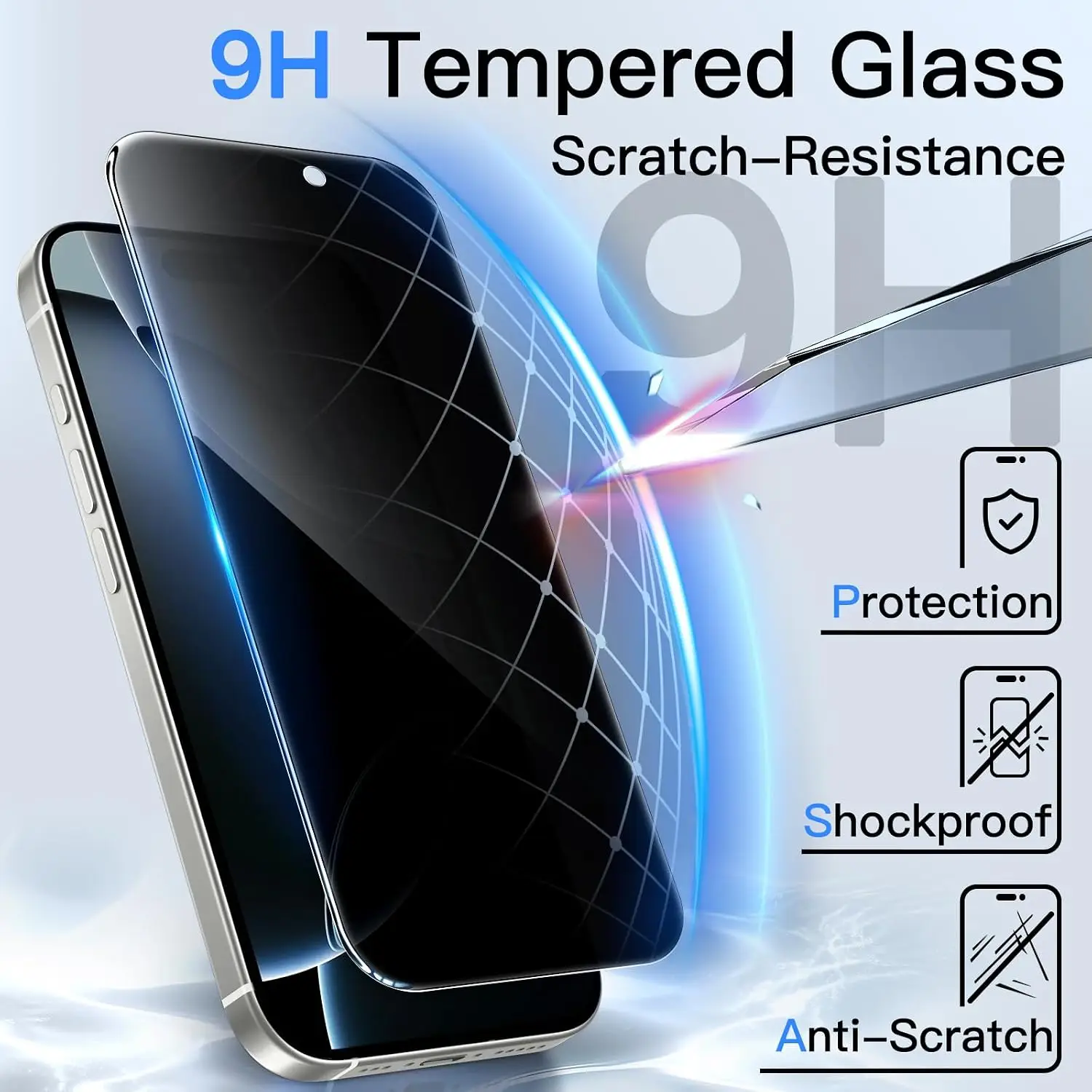 JETech privaatsuskaitsega karastatud kaitseklaas iPhone 16 Pro 6,3" telefonile (2 tk pakis) - Pilt 4